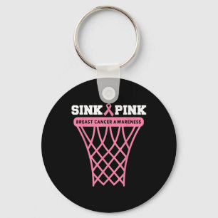 Brustkrebs-Bewusstsein Basketball Ziel Pink Ribbo Schlüsselanhänger