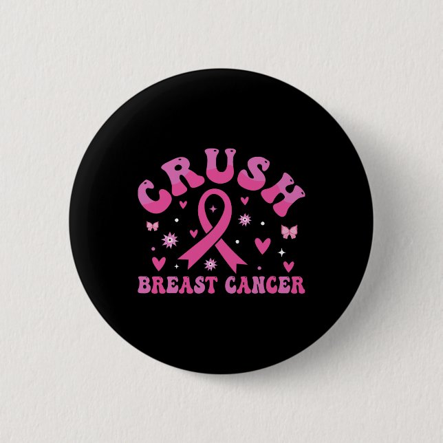 Brustkrebs-Bewusstsein Bling Pink Ribbon 1 Button (Vorderseite)