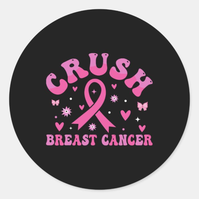 Brustkrebs-Bewusstsein Bling Pink Ribbon 1 Runder Aufkleber (Vorderseite)