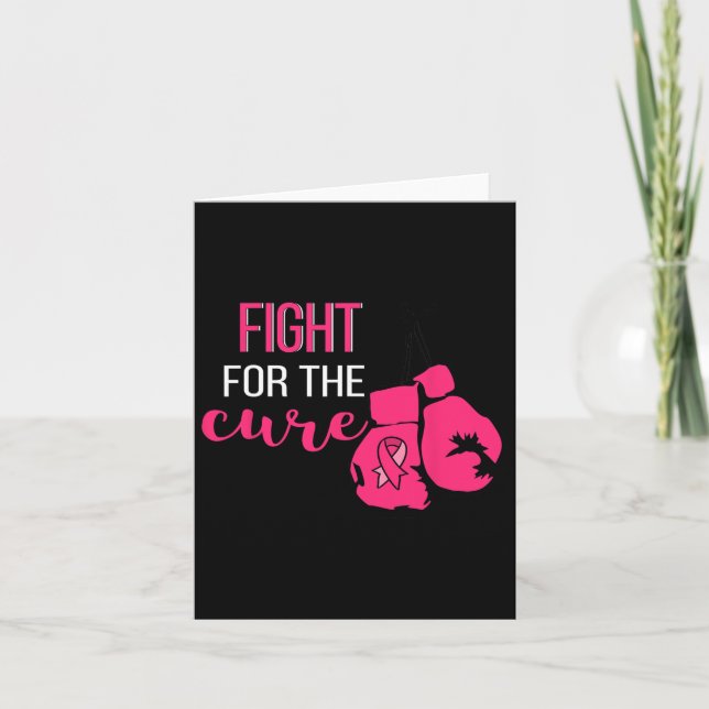 Brustkrebs-Bewusstsein Boxing Gloves Pink Ribbon Karte (Vorderseite)