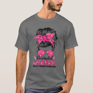 Brustkrebs-Bewusstsein der Messy Bun Warrior Vacci T-Shirt