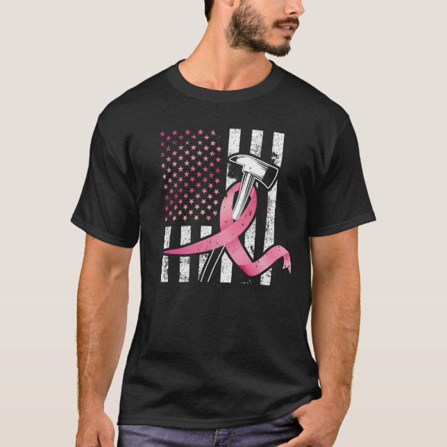 Brustkrebs-Bewusstsein des Feuerwehrmanns T-Shirt (Vorderseite)