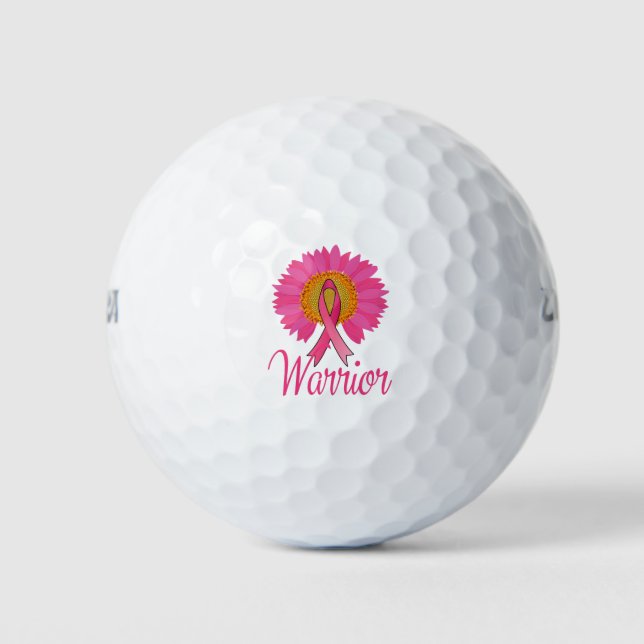 Brustkrebs-Bewusstsein des Kriegers Sonnenblumen T Golfball (Vorderseite)