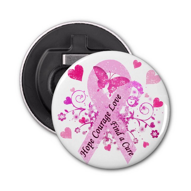 Brustkrebs-Bewusstsein Flaschenöffner (Vorderseite)