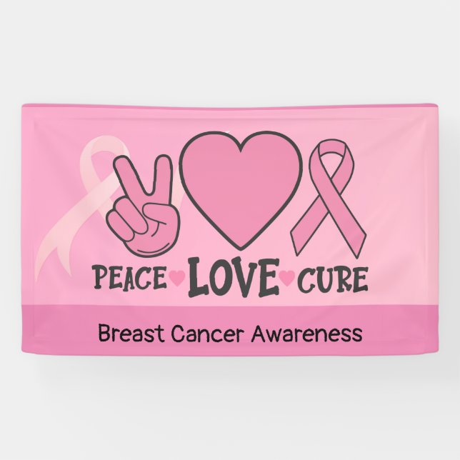 Brustkrebs Bewusstsein Frieden Liebe heilen rosa Banner (Horizontal)
