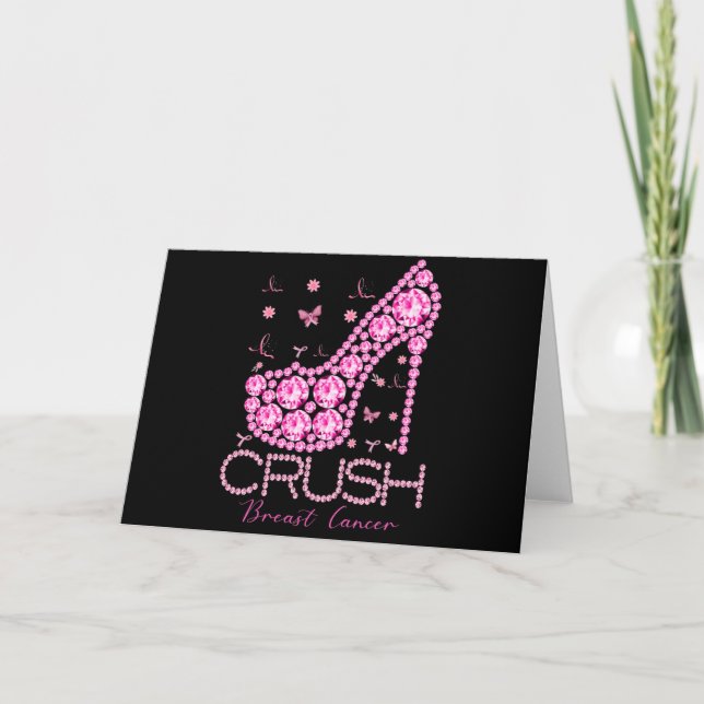 Brustkrebs-Bewusstsein für den Crush Bling Pink Ri Karte (Vorderseite)