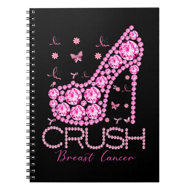 Brustkrebs-Bewusstsein für den Crush Bling Pink Ri Notizblock (Vorderseite)