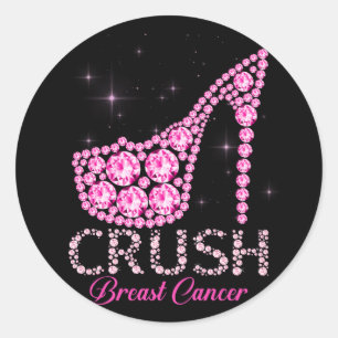 Brustkrebs-Bewusstsein für den Crush Bling Pink Ri Runder Aufkleber