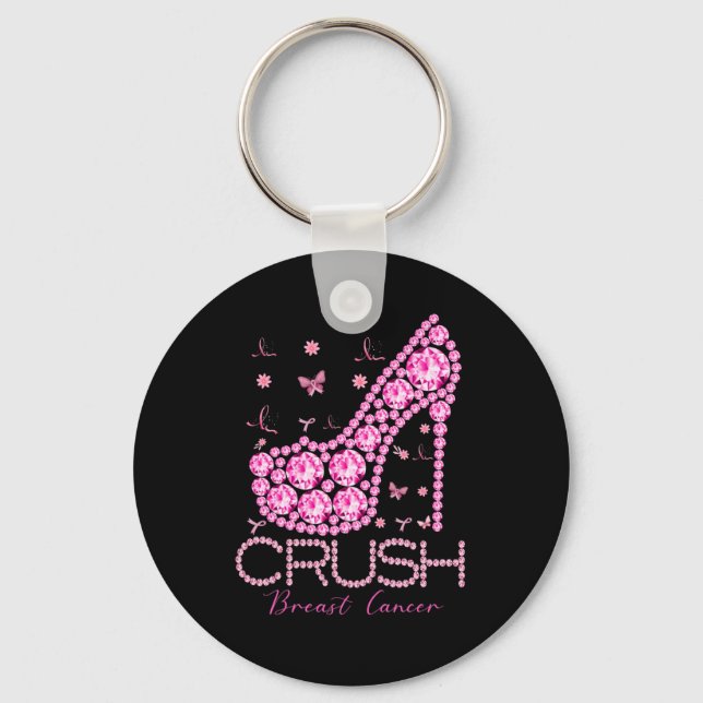 Brustkrebs-Bewusstsein für den Crush Bling Pink Ri Schlüsselanhänger (Vorderseite)