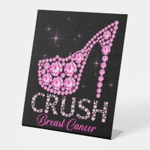 Brustkrebs-Bewusstsein für den Crush Bling Pink Ri Sockelschild