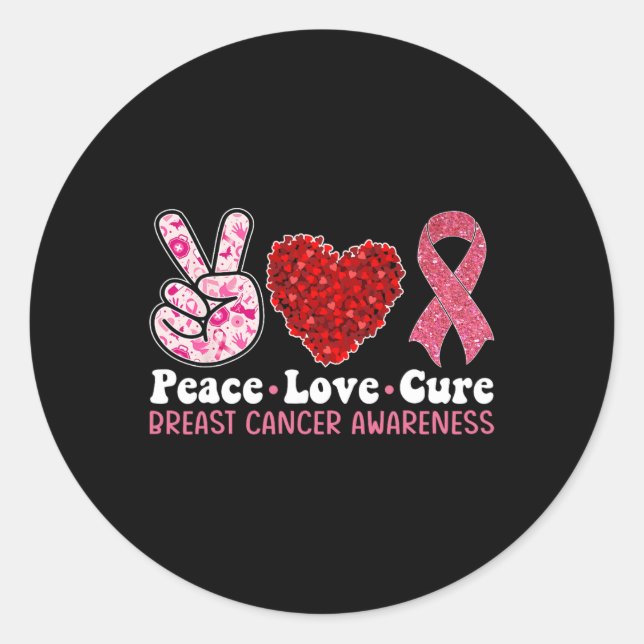 Brustkrebs-Bewusstsein für Frauen Pink Ribbon Peak Runder Aufkleber (Vorderseite)