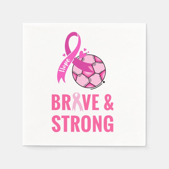 Brustkrebs-Bewusstsein für Fußball Rosa Band Serviette (Vorderseite)