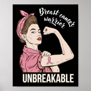 Brustkrebs-Bewusstsein für ihren Krieger ungebroch Poster