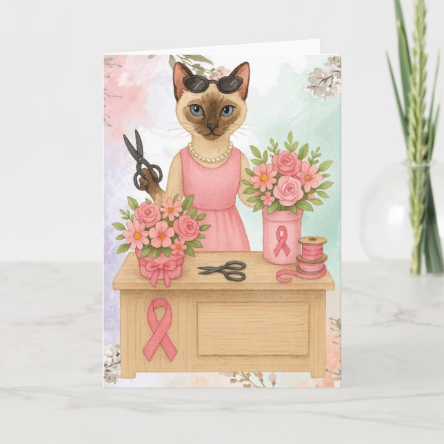 Brustkrebs-Bewusstsein für Katzenliebhaber Rosa Ba Karte (Vorderseite)