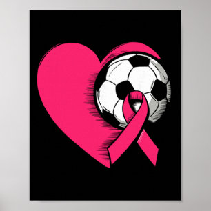 Brustkrebs-Bewusstsein Fußball Pinkes Band Frauen Poster
