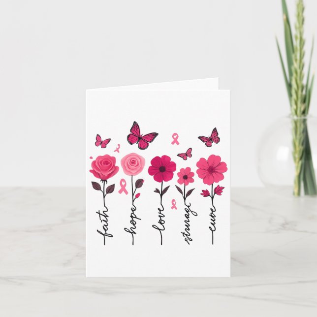 Brustkrebs Bewusstsein Glaube Hoffnung Liebe Stärk Karte (Vorderseite)