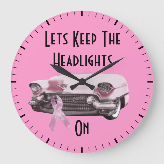 Brustkrebs-Bewusstsein Große Wanduhr (Vorderseite)