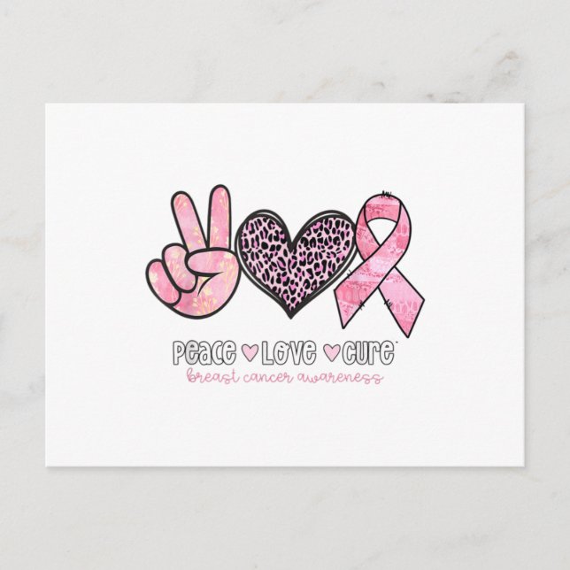 Brustkrebs Bewusstsein Herz Leopard Print Pink Ankündigungspostkarte (Vorderseite)