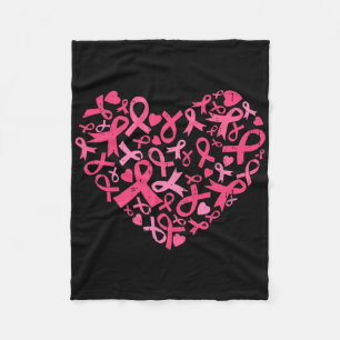 Brustkrebs Bewusstsein Herz Pink Ribbon Frauen Gi Fleecedecke