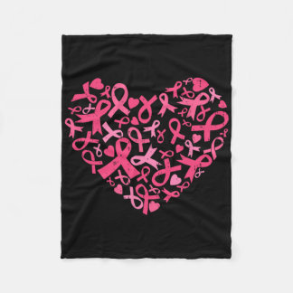Brustkrebs Bewusstsein Herz Pink Ribbon Frauen Gi Fleecedecke