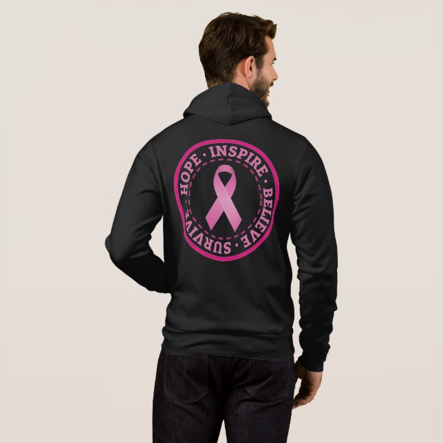 Brustkrebs-Bewusstsein Hoodie (Schwarz voll)