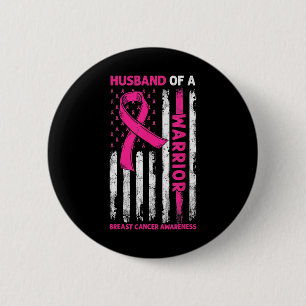 Brustkrebs-Bewusstsein Husbynd eines Kriegers Amer Button