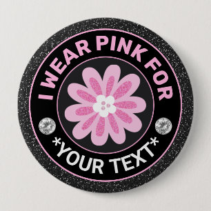 Brustkrebs-Bewusstsein Ich trage Rosa für Flower Button