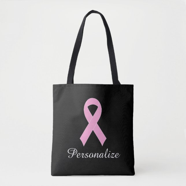 Brustkrebs-Bewusstsein in Rosa Band Tasche (Vorderseite)