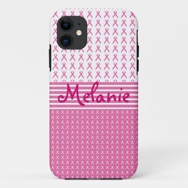 Brustkrebs-Bewusstsein iPhone Monogramm-Rosa Case-Mate iPhone Hülle (Rückseite)