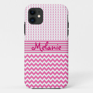 Brustkrebs-Bewusstsein iPhone Monogramm-Rosa 11 Hülle