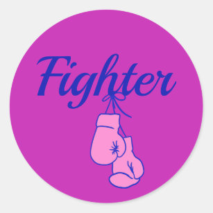 Brustkrebs Bewusstsein Kämpfer Boxhandschuhe Squ Runder Aufkleber