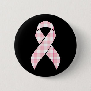 Brustkrebs-Bewusstsein Kariert Pink Ribbon Button