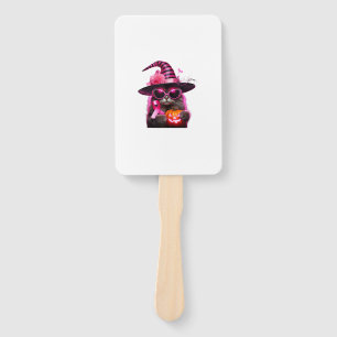 Brustkrebs-Bewusstsein KatzenHalloween Rosa Band Fächer