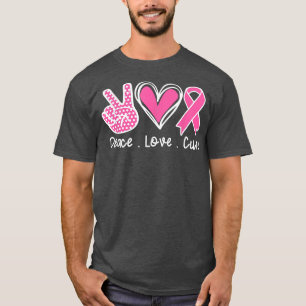 Brustkrebs-Bewusstsein Kostüm Pink Peace Liebe Cu T-Shirt