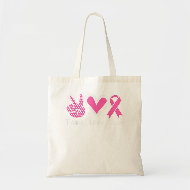 Brustkrebs-Bewusstsein Kostüm Pink Peace Liebe Cu Tragetasche (Vorne)