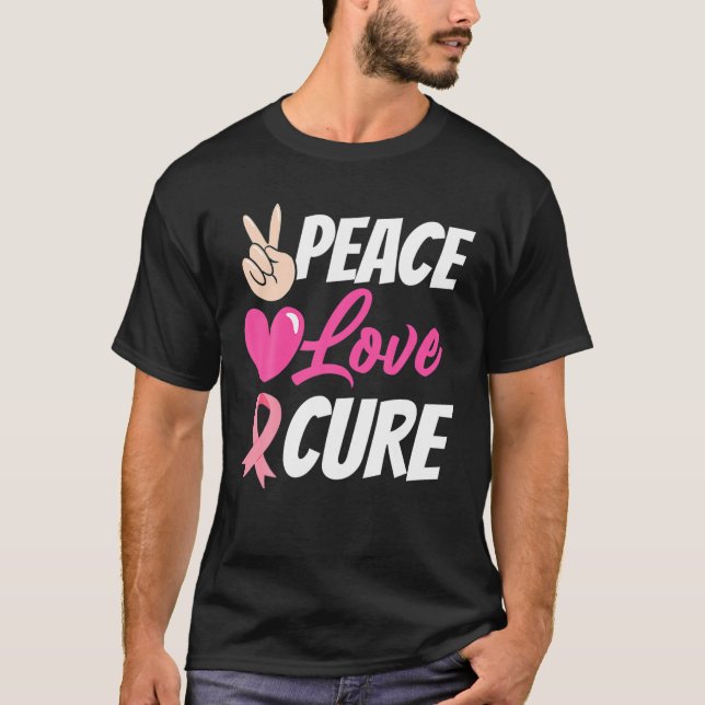 Brustkrebs-Bewusstsein Kostüm Rosa Friedensfliege T-Shirt (Vorderseite)