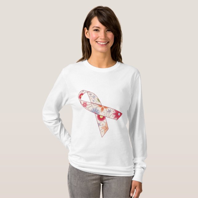 Brustkrebs-Bewusstsein langer Hülsen-T - Shirt (Vorne ganz)