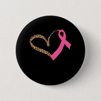 Brustkrebs Bewusstsein Leopard Print Heart Pink Button