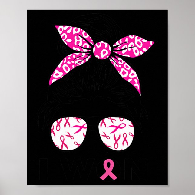 Brustkrebs Bewusstsein Leopard Retro I Won Women' Poster (Vorne)