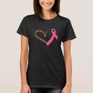 Brustkrebs-Bewusstsein Leoparden-Druck Herz Rosa T-Shirt