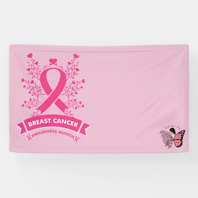 Brustkrebs-Bewusstsein mit rosa Band Banner (Horizontal)