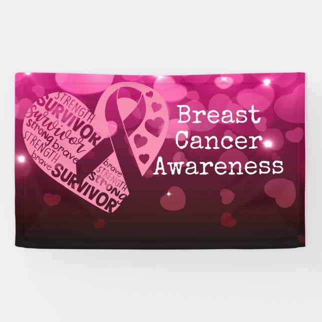 Brustkrebs-Bewusstsein mit rosa Band-Banner Banner (Horizontal)
