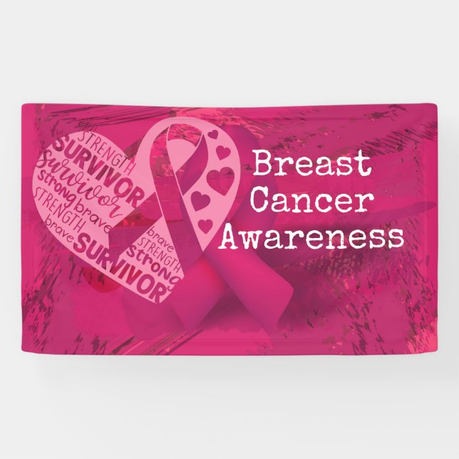 Brustkrebs-Bewusstsein mit rosa Band-Banner Banner (Horizontal)