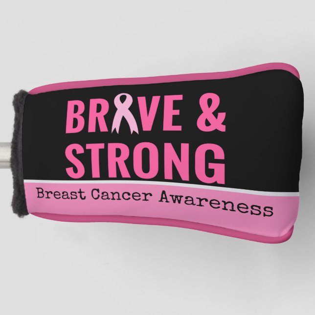 Brustkrebs-Bewusstsein mit rosa Band Golf Headcover (Vorderseite)