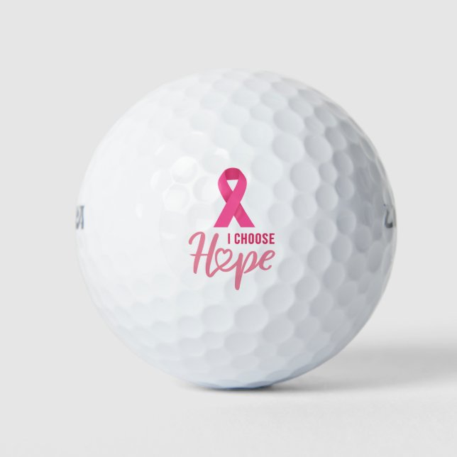 Brustkrebs-Bewusstsein mit rosa Band Golfball (Vorderseite)
