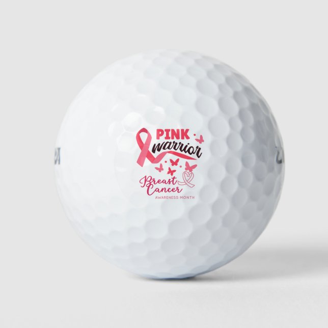Brustkrebs-Bewusstsein mit rosa Band Golfball (Vorderseite)