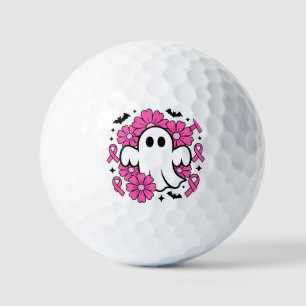 Brustkrebs-Bewusstsein mit rosa Blume Golfball