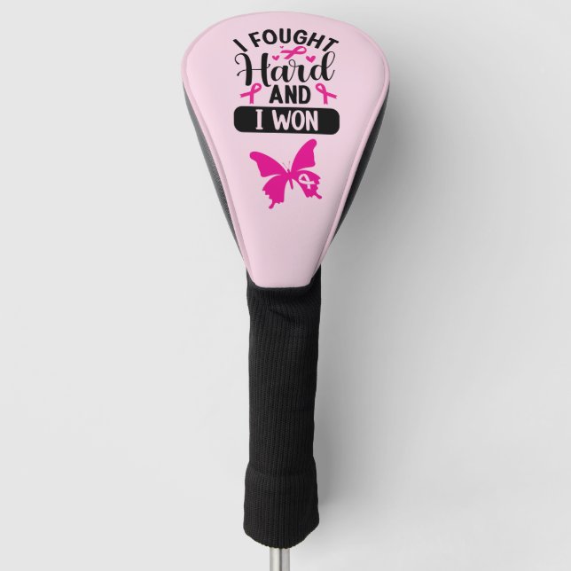 Brustkrebs-Bewusstsein mit rosa Ribbon-Schmetterli Golf Headcover (Vorderseite)