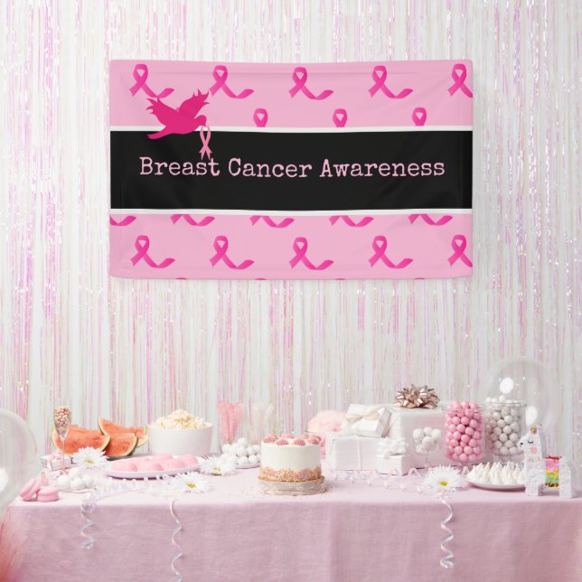 Brustkrebs-Bewusstsein mit rosa    RibbonBanner Banner (Party)