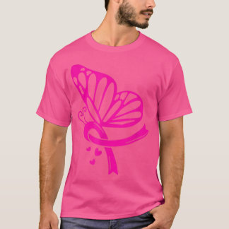 Brustkrebs-Bewusstsein Monat Schmetterling Pink Ri T-Shirt